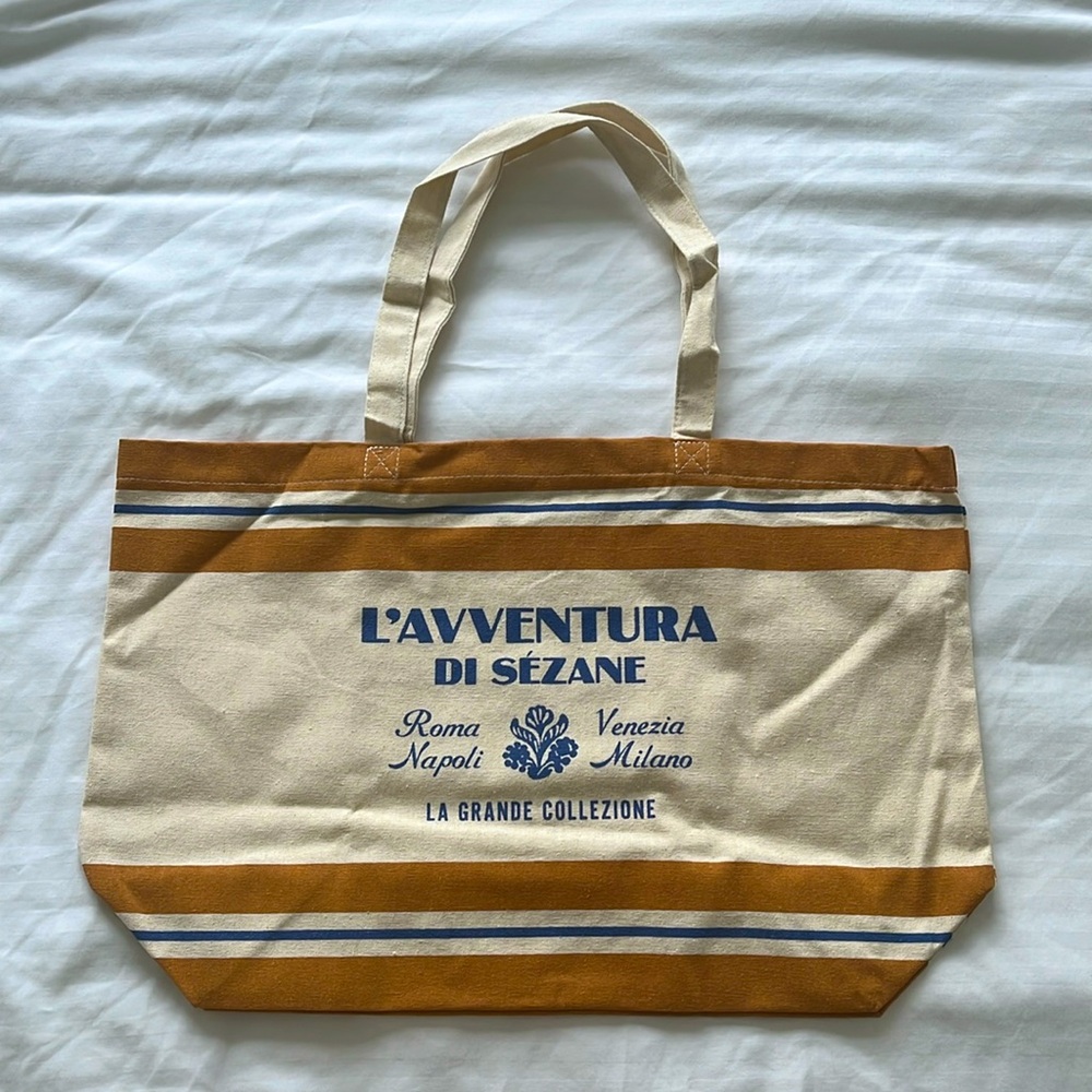 Sézane L’Avventura camel tote bag